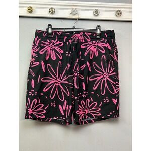 Fresh Prints of Bel Air Black Pink Floral Shorts Mens‎ XL Drawstring Elastic